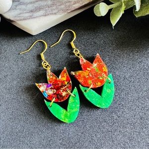 Tulip Flower Earrings Confetti Earrings gold